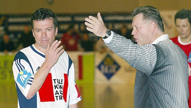 Selner as a referee at the Bruno Pezzey tournament with Lothar Matthäus (left). (Bild: Krug Daniel/KRUG/Krug Daniel sen.)