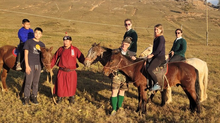 Horses are the nomads' means of transportation.