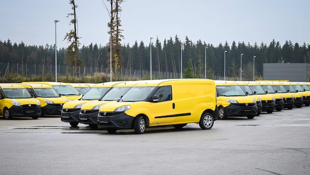 Auf einer Fläche hinter dem Logistikzentrum werden die ausrangierten Zustellfahrzeuge geparkt. (Bild: Wenzel Markus)