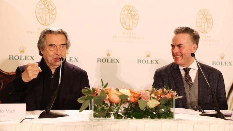 Maestro Muti and Philharmoniker board member Daniel Froschauer at the last press conference before the major event (Bild: (c) Dieter Nagl für die Wiener Philharmoniker)