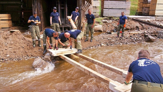 Unwettereinsatz im vergangenen Sommer in Theklagraben. (Bild: Landesfeuerwehrverband)