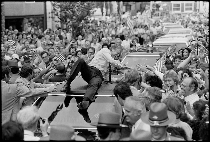 Jimmy Carter 1979 beim „Handshake“ mit seinen Wählern.