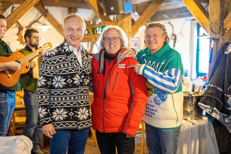 „Krone“-Geschäftsführer Gerhard Valeskini, NÖ-Chefredakteur Lukas Lusetzky (Mitte) und Sport-Boss Peter Moizi (rechts). (Bild: Urbantschitsch Mario/Mario Urbantschitsch)