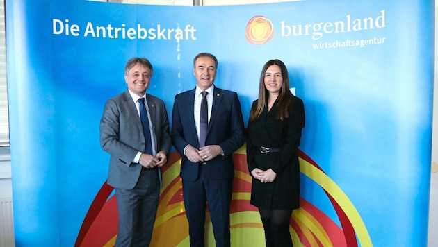 Präsentierten Förderbilanz: Landesrat Leonhard Schneemann mit Wirtschafts- agentur-Chef Michael Gerbavsits und Katrin Blahna-Buranich, Abteilungsleiter- Stellvertreterin Förderungen. (Bild: LMS)