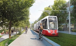 Bisher noch Fiktion: Die neue Linie 27 in der Hirschstettner Hauptallee am Heidjöchl.