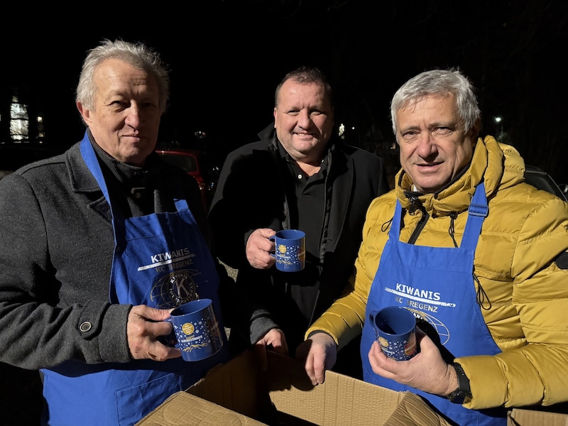 Michael Lipburger, Hansjörg Gmeiner und Thomas Koch (v.l.) von den Kiwanis.  (Bild: Maurice Shourot)