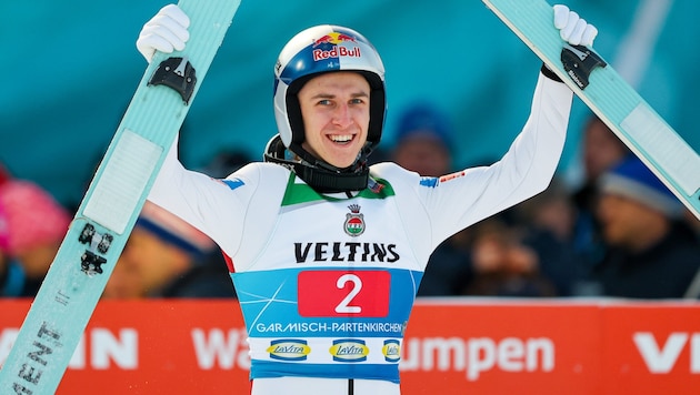 Daniel Tschofenig triumphs at the New Year's competition in Garmisch! (Bild: GEPA)