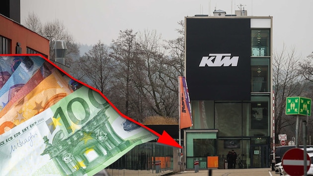 KTM sorgte im letzten Jahr für drei der fünf größten Firmenpleiten. Insgesamt schlitterten in Oberösterreich 701 Unternehmen in die Insolvenz. (Bild: Krone KREATIV/Daniel Scharinger, Adobe Stock)