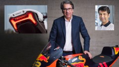 Stefan Pierer dürfte an Einfluss bei KTM verlieren, CFMoto (li.) und Partner Bajaj – hier Rajiv Bajaj (re.) – zeigten bereits Interesse, Geld zuzuschießen. (Bild: Krone KREATIV/Philip Platzer, KTM, CF Moto)