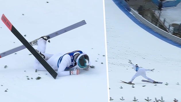 Maximilian Lienher stürzte beim Kamerasprung. (Bild: Screenshot ORF)