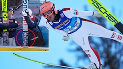 Das ÖSV-Team rund um Stefan Kraft (re.) deckte die Bindungen ab. (Bild: GEPA/Screenshot ORF)