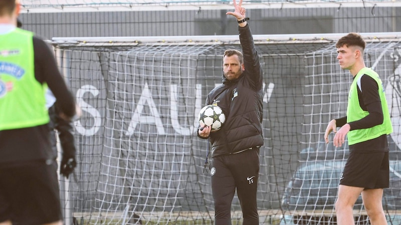 Jürgen Säumel legte erstmals als Sturms Cheftrainer los. (Bild: GEPA/GEPA pictures)