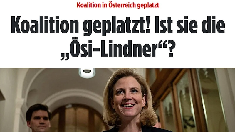 Die „Bild“-Zeitung vergleicht Beate Meinl-Reisinger mit FDP-Chef Christian Lindner (Bild: Screenshot/Bild)