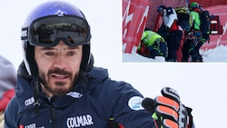 Cyprien Sarrazin stürzte in Bormio schwer, schlug mit dem Kopf auf der Piste auf. (Bild: GEPA/GEPA, AP/Alessandro Trovati)