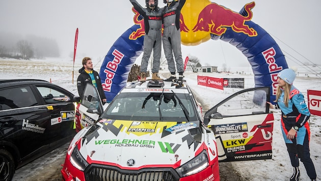 Die Jännerrallye-Sieger Michael „Eiskönig“ Lengauer und Co-Pilot Erik Fürst. (Bild: Sportmediapics.com/ Wolfgang Hackl)