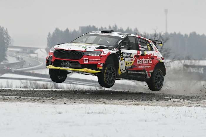 Michael Lengauer literally flew to victory in the BRR Skoda Fabia RS Rally2.