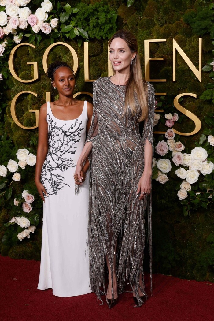 Angelina Jolie in McQueen with daughter Zahara