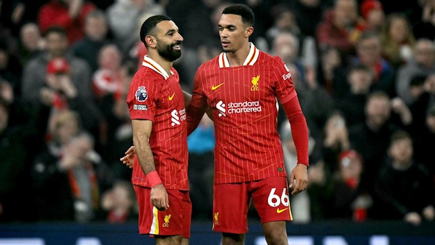 Sowohl Mo Salah (links) als auch Trent Alexander-Arnold stehen vor einer ungewissen Liverpool-Zukunft. (Bild: AFP/APA/Paul ELLIS)