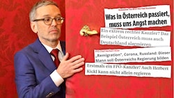 Der Regierungsbildungsauftrag an FPÖ-Chef Herbert Kickl wird in vielen internationalen Medien diskutiert. (Bild: Krone KREATIV/AP Screenshots/Bild/NZZ/Focus/SZ)