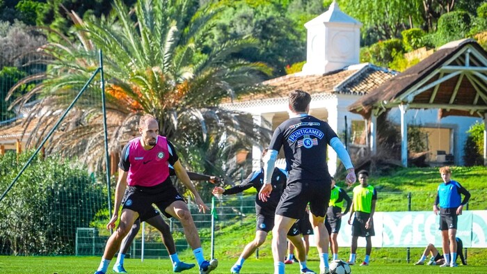 Training under palm trees