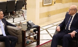 Von links: US-Vermittler Amos Hochstein und Libanons Ministerpräsident Najib Mikati