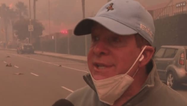 "Police Academy" star Steve Guttenberg helped the emergency services during the firestorm in Los Angeles. (Bild: Screenshot KTLA5)