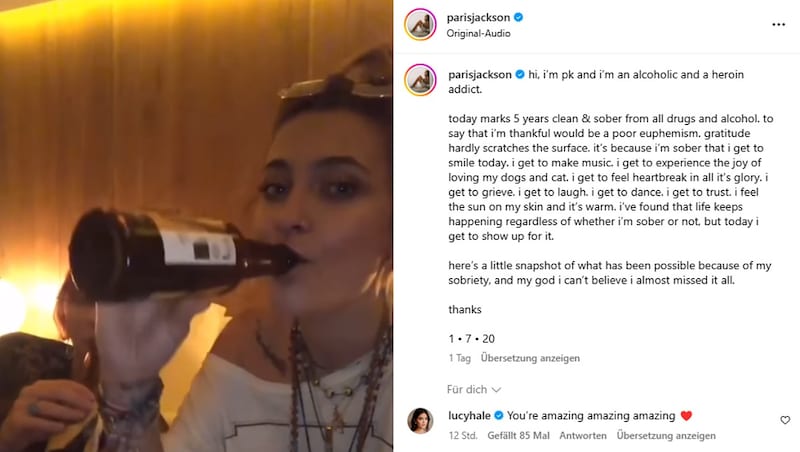 Auf Instagram teilte Paris Jackson eine bewegende Nachricht und spricht über ihre Alkohol- und Drogensucht. Mittlerweile ist sie aber seit fünf Jahren clean. (Bild: instagram.com/parisjackson)