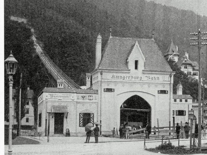 Die alte Talstation der Hungerburgbahn.