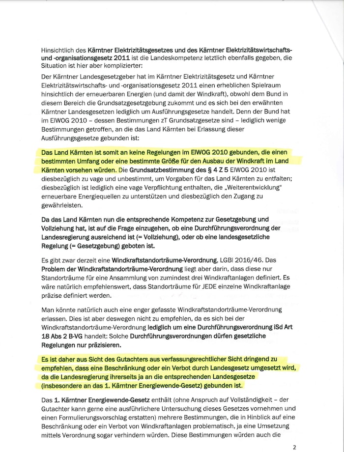 Ausschnitt aus dem Rechtsgutachten.