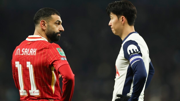 Liverpools Mohamed Salah und Tottenhams Son Heung-min (Bild: Copyright 2025 The Associated Press. All rights reserved)