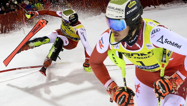 Manuel Feller was eliminated in Madonna - emblematic of the situation in the ÖSV slalom team (Bild: GEPA/AP, GEPA)