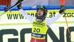 Albert Popov jubelt in Madonna di Campiglio. (Bild: GEPA pictures)