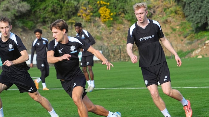 Mkika Biereth (right) is still sweating it out with Sturm in Andalusia.