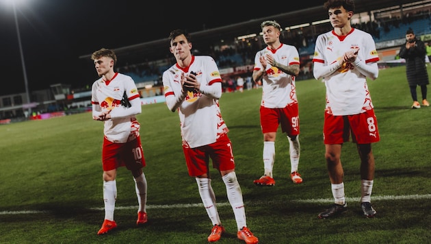 Bobby Clark, Nicolas Capaldo, Kamil Piatkowski und Stefan Bajcetic (v. li.). (Bild: FC Red Bull Salzburg)