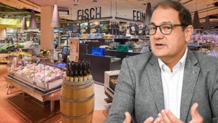 Johannes Holzleitner ist bei Interspar Chef von 10.000 Mitarbeitern. (Bild: Krone KREATIV/Markus Wenzel, Interspar/Helge Kirchberger)