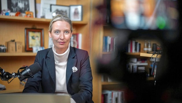 AfD leader Alice Weidel spoke to Elon Musk via Platform X on Thursday evening. (Bild: AFP/(c) dpa-POOL)