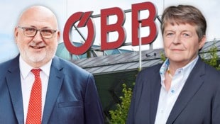 Bei den ÖBB dürften die beiden sozialdemokratischen Manager Matthä und Ederer aufs Abstellgleis geraten. (Bild: Krone KREATIV/Marek Knopp Wr.Netze Wolfgang Spitzbart)