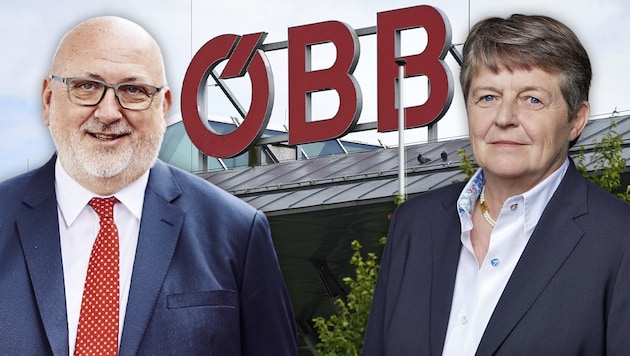 The two social democratic managers Matthä and Ederer are likely to be sidelined at ÖBB. (Bild: Krone KREATIV/Marek Knopp Wr.Netze Wolfgang Spitzbart)