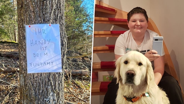 „Wir fanden das so rührend“, zeigt sich Familie Kunz erleichtert. Simon, hier mit Hund „Milo“, ist froh, sein Handy wieder bei sich zu haben. (Bild: zVg)