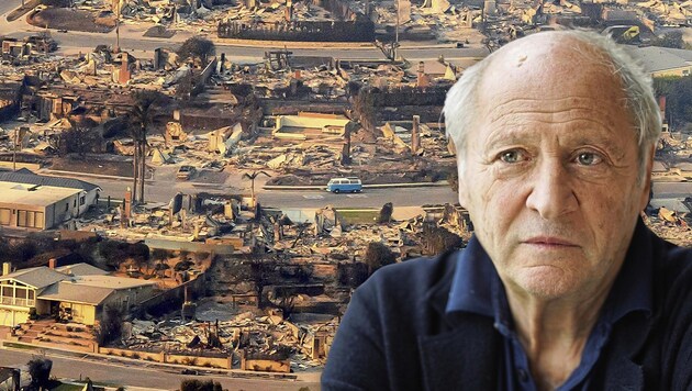 The massive flames have razed entire neighborhoods to the ground. In Pacific Palisades, a once picturesque coastal area, there is hardly anything left to save. What remains is charred rubble and destroyed houses - like that of director Robert Dornhelm. (Bild: Krone KREATIV/Markus Wenzel; AFP/Josh Edelson) The massive flames have razed entire neighborhoods to the ground. In Pacific Palisades, a once picturesque coastal area, there is hardly anything left to save. What remains is charred rubble and destroyed houses - like that of director Robert Dornhelm. (Bild: Krone KREATIV/Markus Wenzel; AFP/Josh Edelson)