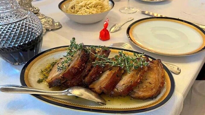Served on this porcelain tableware.