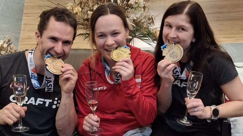 So sehen Sieger aus: Christoph Lebelhuber, Melissa Köck und Johanna Köttl. (Bild: Jürgen Albel)