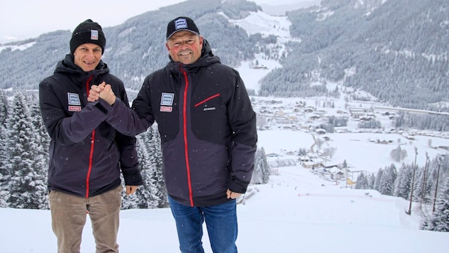 Looking forward to the night slalom: course manager Martin Traninger (left) and OC boss Wolfgang Hettegger. (Bild: Tröster Andreas/ANDREAS TROESTER)