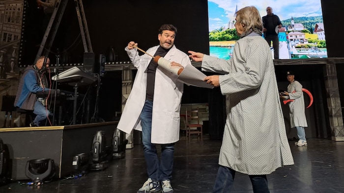 Voller Einsatz! Adi Rasperger und Werner Ortitsch bei der Probe.