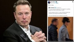 Der Fall Anna in Wien-Favoriten löst über die Grenzen Österreichs hinaus Bestürzung aus – nun auch bei Tesla-Milliardär Elon Musk. (Bild: AFP/APA/Alain Jocard/Screenshot/x.com/@elonmusk, Krone KREATIV)