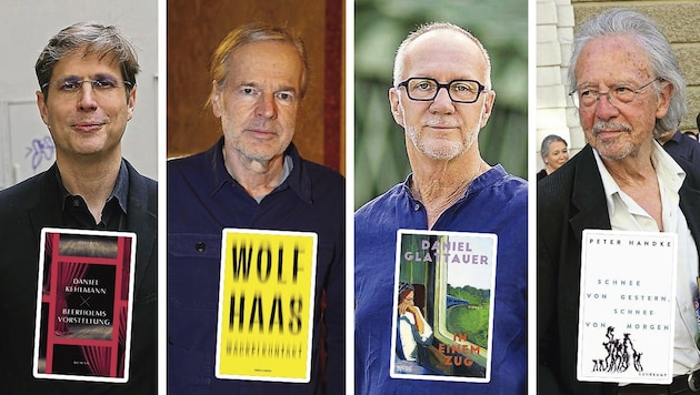 Fine reading material by Daniel Kehlmann, Wolf Haas, Daniel Glattauer and Peter Handke (Bild: Krone KREATIV/Starpix/ Alexander TUMA Karl Schöndorfer Leonhard Hilzensauer / Paul Zsolnay Verlag Tschepp Markus)