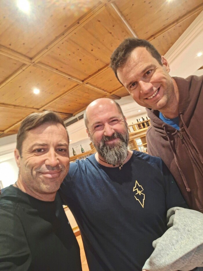 Chris Redl, Josef Köberl and Markus Rogan (right) n South Tyrol. Photo: Christian Redl