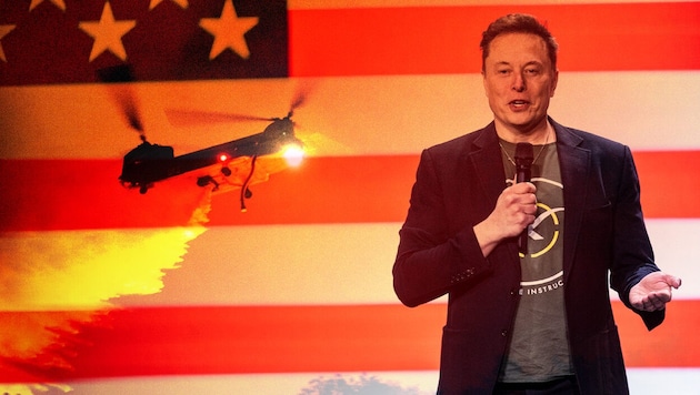 Elon Musk is one of the most prominent online firebrands. Where he and fellow right-wingers see the culprits for the catastrophic fires. (Bild: Krone KREATIV/AFP/Patrick T. Fallon, AP/Sean Simmers)