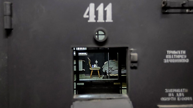 One of the prisoners is in this cell. (Bild: APA/AFP/UKRAINIAN PRESIDENTIAL PRESS SERVICE/Handout)