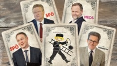 Wer war der Totengräber der Dreier-Koalition? Schwarze, Rote und Pinke zeigen aufeinander und auf ganz bestimmte Personen ... (Bild: Krone KREATIV/Krone KREATIV, Georg Hochmuth, Markus Tschepp, Zwefo, SEPA.Media/Martin Juen, stock.adobe.com)